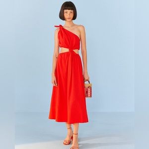 NWT FARM Rio Red Knot Midi Dress
